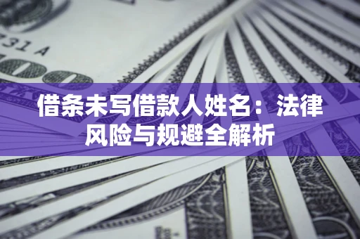 武汉借条未写借款人姓名：法律风险与规避全解析
